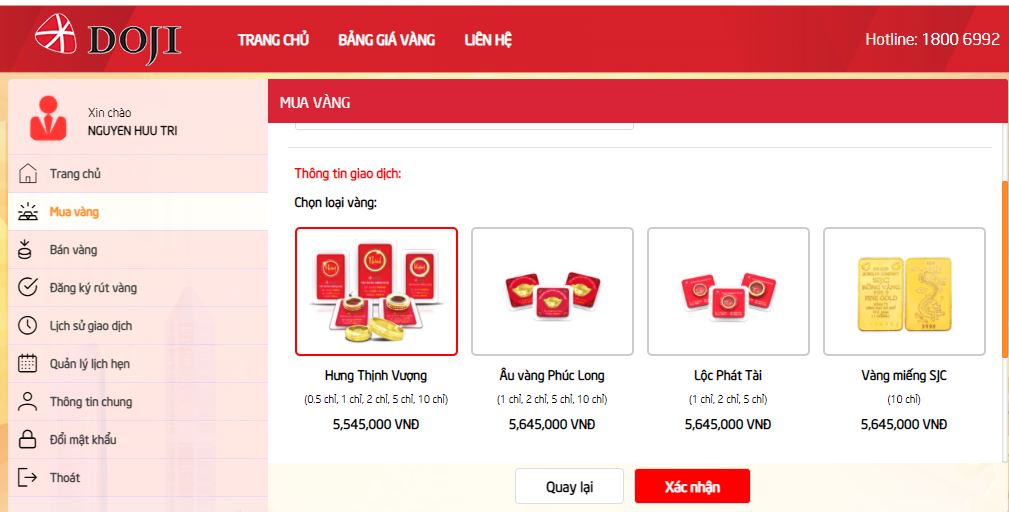 các loại vàng egold doji