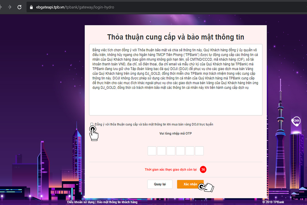 xác thực OTP egold