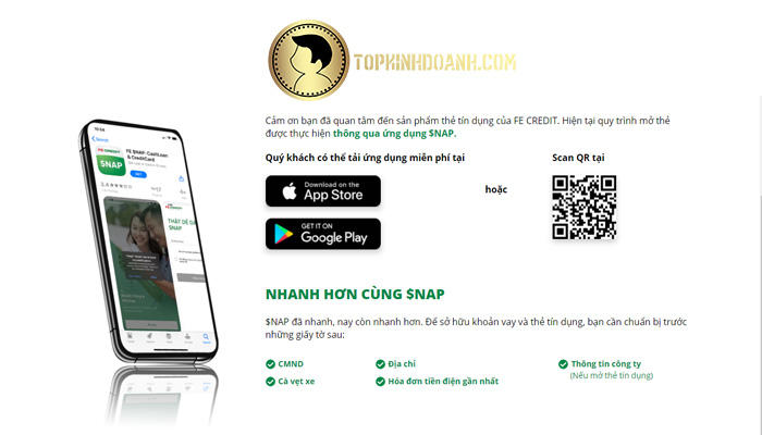 cách mở thẻ fe credit nhanh