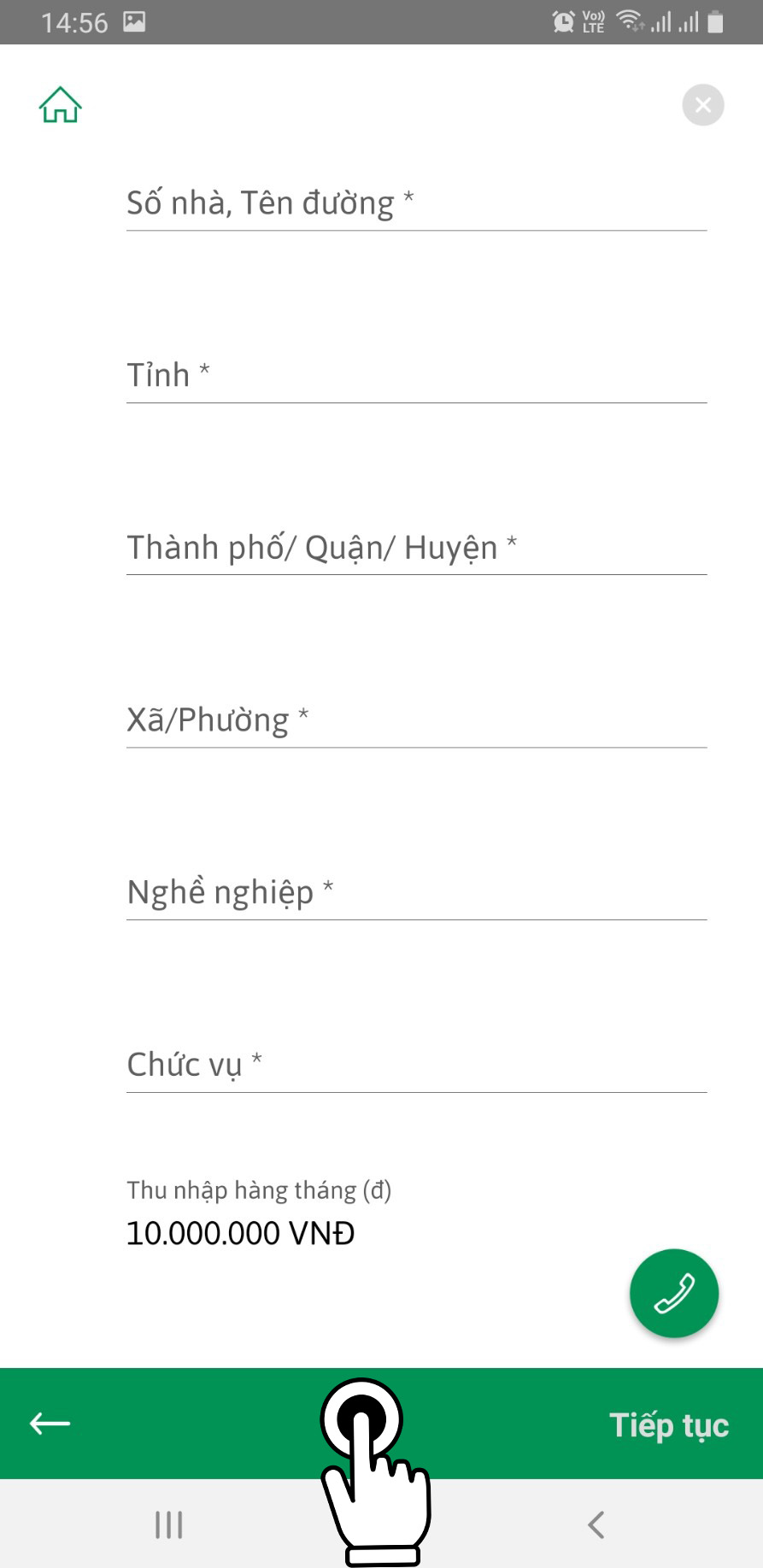 điền thu nhập thực tế