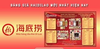 Bảng giá Haidilao mới nhất hiện nay