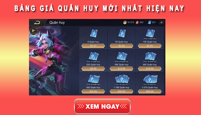 Bảng giá quân huy mới nhất hiện nay