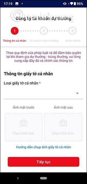 Xác thực thông tin tài khoản Vietlott