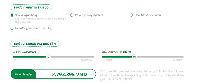 Chọn khoản vay và thời hạn