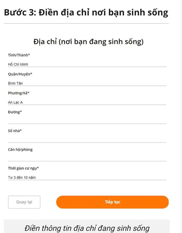 điền thông tin cá nhân