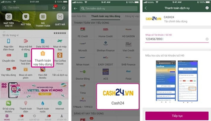 thanh toán khoản vay cash24h