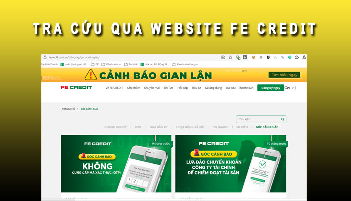 tra cứu qua website fe credit