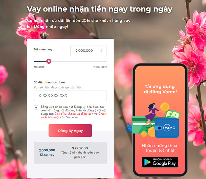 đăng ký dịch vụ vay tiền siêu nhanh