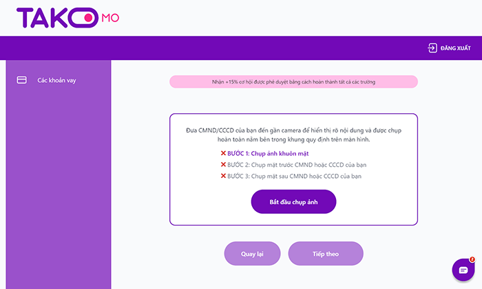 Takomo – Dịch vụ vay tiền cấp tốc online CMND uy tín