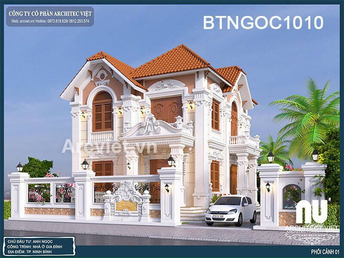 thiết kế biệt thự mái thái