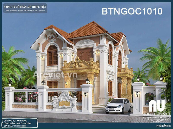 thiết kế biệt thự mái thái