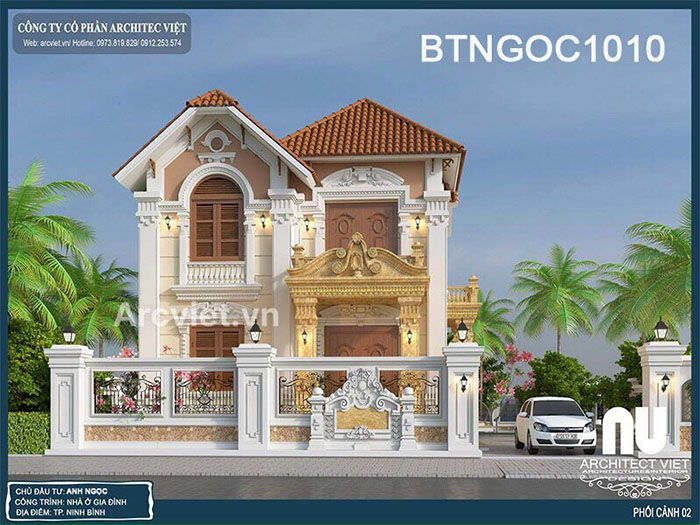 thiết kế biệt thự mái thái