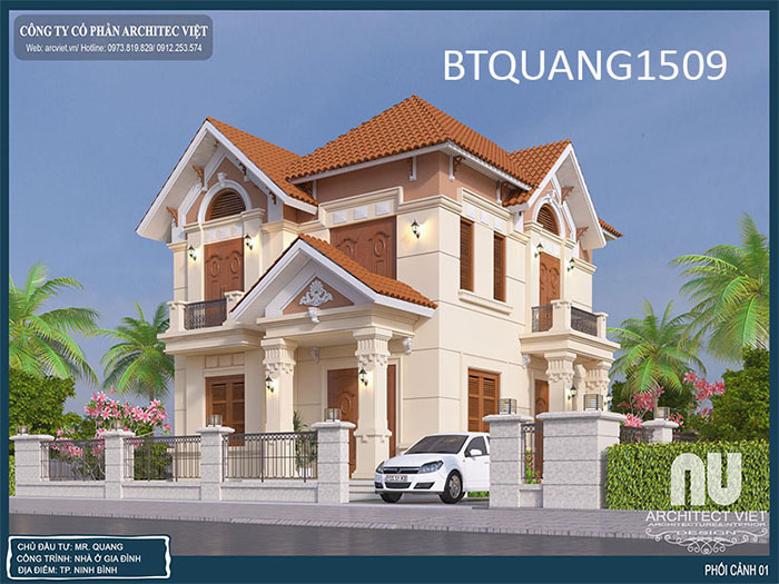 thiết kế biệt thự mái thái