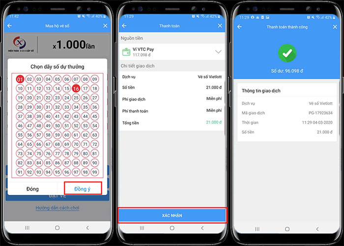 Cách mua vietlott online qua App VTC Pay