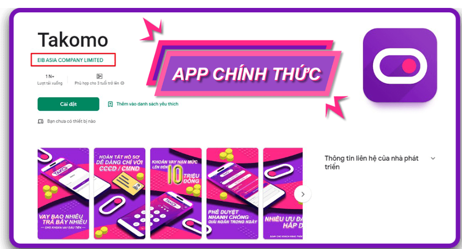 Takomo - Ứng dụng cho vay online không thẩm định